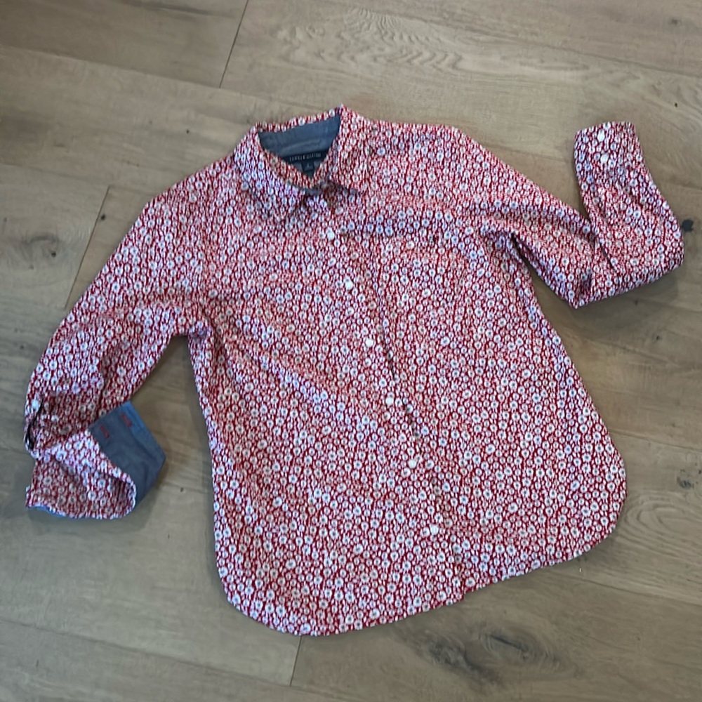 Tommy Hilfiger red floral button down shirt